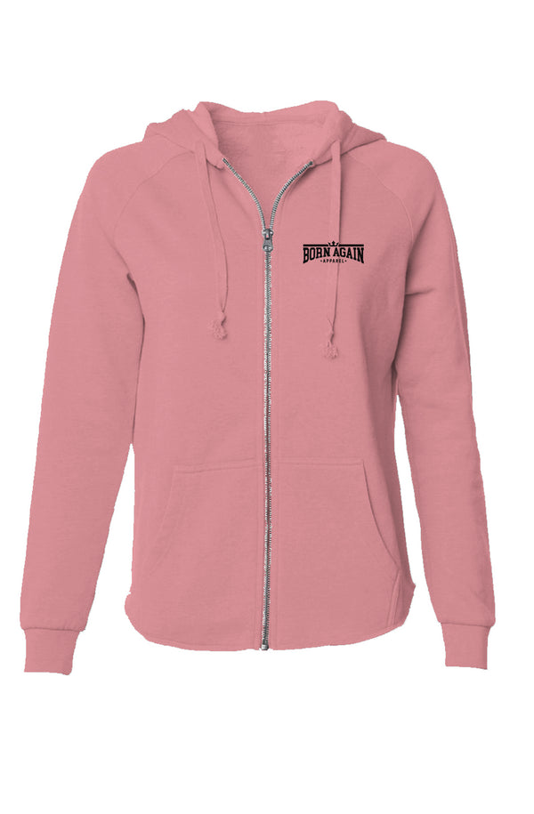 Womens Lightweight Wash Zip Hoodie